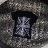 Camiseta de manga corta con cruz de strass estilo punk para mujer, top ajustado de moda urbana, nueva colección verano 2026