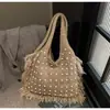 Bolso Estilo Coreano de Nicho con Borde Deshilachado Nuevo Invierno 2025 Bolso para Mujer Bolso de Hombro de Moda Elegante Bolso Cruzado de Punto de Gran Capacidad