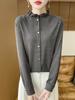Blusa Fina de Tecido Misto com Recortes, Novo Estilo Primavera/Verão, Gola Meia-Alta, Elegante Blusa Básica de Tricô Feminina com Design Jacquard