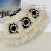 Sombrero de pescador de pelo de conejo sombrero relleno otoño e invierno para niños frío de nieve cálido sombrero de león despierto sombrero de cubo cara pequeña linda femenina