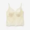 Camisola de Terciopelo con Encaje Tridimensional de Cuello en V para Principios de Otoño 2026 con Hermoso Diseño en la Espalda y Copas Fijas Integradas
