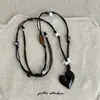 Collar Largo con Colgante de Flor Corazón con Goteo Irregular de Aceite para Mujer, Cadena para Clavícula de Moda Personalizada de Alta Gama