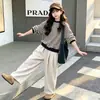 Conjunto de otoño para niña, conjunto de estilo casual, ropa para niñas pequeñas, sudadera a rayas y pantalones de pierna ancha, conjunto de estilo coreano, conjunto completo