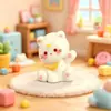 Gatito de Dibujos Animados Brillante Sentado y Saludando Accesorio Pequeño de Resina 3D Hecho a Mano Bricolaje Adorno de Decoración para Coche y Escritorio