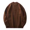 Suéter japonés para hombre otoño e invierno suelto cálido grueso cuello alto medio suéter base abrigo suéter con bolsillo