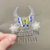 Sombrero de Media Corona Accesorios DIY Souvenirs de Guizhou Corona Plateada para el Cabello Sombrero Étnico Miao Tocado de Cuerno de Mariposa Sombrero