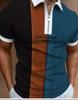 Polo de Verano Transfronterizo Amazon para Hombre con Solapa de Cremallera Estampado 3D Multicolor Casual a Juego de Colores Polo de Manga Corta