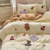 Ropa de Cama Ins Clase A Algodón Puro Juego de Cuatro Piezas Funda de Edredón Funda de Edredón de Algodón Puro Cama Sábanas de Cama Individual Dormitorio de Estudiante Juego de Tres Piezas
