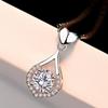 Collar con colgante de circonita incrustada en forma de gota de amor bañado en plata de moda para mujer, colgante de lujo con forma de corazón de diamante artificial