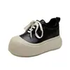 Zapatillas retro de cuero suave, lindas y originales para mujer, con puntera amplia, suelas gruesas y un diseño que aumenta la altura, perfectas para uso casual y deportivo.