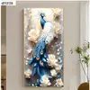Pintura Decorativa Moderna de Lujo Ligero de Pavo Real Rica y Auspiciosa para Recibidor Directamente Frente a la Puerta Pintura de Pared Sencilla y Grandiosa de Fénix para Pasillo
