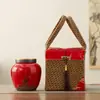 Bolsa de Pano de Rattan Retrô Lata de Chá de Cerâmica Selada Caixa de Presente Caixa de Embalagem Caixa de Presente de Lembrança Selada