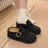 Zapatos planos Muller de un paso para mujer ropa de exterior 2026 nuevo otoño suela gruesa aumento de altura interior zapatos Birkenstock lunares punta cerrada medias pantuflas