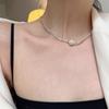 Collar de perlas con costuras de plata rotas para mujer, cadena de clavícula de amor, nicho ligero de lujo, collar de alta calidad de celebridad cibernética de alta gama
