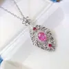 Venta al por mayor de fábrica Popular Colgante de Zafiro Rosa Natural Plata S925 Incrustado Piedra Principal 5*7 Joyería de Lujo Venta Directa de Fábrica