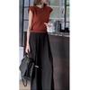 23279 Da Ai Mei Yi Yuan Verano 2026 Nuevo Estilo Coreano Top Corto sin Mangas Pantalones Casuales de Pierna Ancha de Cintura Alta para Mujer
