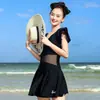 Novo Traje de Banho 2025 para Mulheres, Estilo Fada Conservador, Cobre a Barriga, Efeito Emagrecedor Peça Única Moda Verão para Fontes Termais Traje de Banho Conservador com Saia