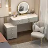 Tocador de madera maciza para dormitorio, hogar inteligente, mesa de maquillaje multifuncional de tecnología negra nórdica con altavoz Bluetooth, diseño de lujo simple