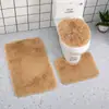 Alfombrilla de suelo para inodoro Juego de tres piezas Alfombra de baño de lana de seda Alfombra de color sólido para baño Alfombrilla de suelo para inodoro Antideslizante Absorbente Alfombra Venta al por mayor