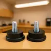 Patas de plástico negro de 1/4, patas para muebles de gabinete, patas redondas de plástico ajustables, patas ajustables para silla
