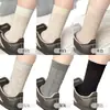 Calcetines Grises para Mujer, Calcetines de Media Pantorrilla, Primavera y Otoño, Algodón Puro, Calcetines Largos Transpirables, Adecuados para Zapatillas de Entrenamiento Alemanas, Calcetines de Maternidad, Calcetines Arrugados, Otoño