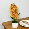 Orquídea Borboleta Artificial de 8 Flores em Vaso Quadrado Decoração Bonsai para Quarto, Casa, Sala de Estar, Flor de Planta com Simulação de Filme 3D