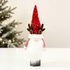 Decoraciones navideñas nuevas transfronterizas lentejuelas rojas astas juego de botella de vino barba de Rudolph hombre mayor tapa de vino tinto