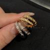 Anillo de serpiente con apertura de diamante completo para mujer, moderno, personalizado, diseño de nicho, ligero, lujoso, estilo frío, anillo de hueso de serpiente.