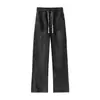 Jeans Americanos Desestructurados Desgastados con Cordón para Hombre Marca de Moda Nuevos Sueltos Diseño Retro Cool Canalla Pierna Ancha Pantalones Largos