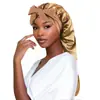 Europa y Estados Unidos nuevo gorro de noche de cola larga con lazo alta elasticidad para mujer gorro de pelo de colores tubo largo con cinta gorro para el cuidado del cabello circunferencia de cabeza grande