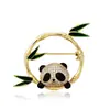 Bambú para la Paz Lindo Broche de Panda Bambú Verde de Alta Gama para Mujer Estilo Nacional Sentido del Diseño Nicho Exquisito Pin para Solapa de Traje