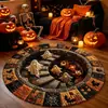 Alfombra decorativa redonda temática de Halloween para uso doméstico, adecuada para salas de estar, a prueba de polvo y resistente a las manchas, se puede usar como alfombra de sofá o mesa de café, y como una alfombrilla de piso fresca y cómoda para dormitorios