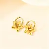 Pendientes de aro de acero inoxidable y oro de 18 quilates con diseño de flor de estrella de cinco puntas, corazón y luna, moda europea y americana