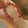 Palabras que buscan flores pulsera de ágata roja natural para mujer diseño nicho de lujo ligero transferencia flor de concha blanca regalo para amigas