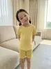 Ropa para Niños Pijamas de Bebé para Niñas Verano Delgado Nuevo Estilo 2026 Conjunto Casual de Manga Corta para el Hogar para Niñas Lindo Cuello Redondo