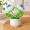 Ramo Pequeño de Punto Transfronterizo en Maceta Regalo para el Día del Maestro Producto Terminado Hilo Girasol Flor Artificial Decoración de Escritorio