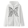 2022 Personalidade Oco Borboleta Impressão Zíper Suéter Casual Tamanho Grande Cardigan Jaqueta Outono e Inverno Fleece Hoodie