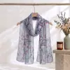 Lenço de Seda Georgette Leve 50*160 Lenço Longo Estampado Adequado para Todas as Estações Toque de Luxo Lenço de Gaze Lenço Decorativo de Seda