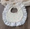 Babero de Encaje Grueso Coreano con Bolsillo para Bebé Niña Impermeable Bonito Bordado en Forma de U de Princesa Toalla para Saliva