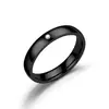 Anillo de titanio y acero con diamante que no se decolora para mujer, se puede grabar con láser, anillo liso y pulido, anillo simple para pareja, acero inoxidable