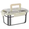 Caixa de Conservação Fresca de Aço Inoxidável 304, Caixa de Frutas, Caixa Selada, Caixa de Armazenamento para Freezer de Geladeira com Tampa, Lancheira de Grau Alimentício
