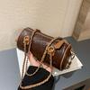 Nova Bolsa de Ombro com Corrente Moda Vintage 2022 Bolsa de Mão Tendência Bolsa Cilíndrica com Textura Simples
