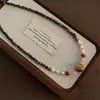 Collar de Piedra Ojo de Tigre con Cuentas Estilo Retro Maillard Otoño e Invierno Cadena para Clavícula Collar Elegante de Moda Joyería para Mujeres Alta Gama