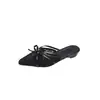 Mocasines de punta cerrada con lazo de encaje francés para mujer, disponibles en stock, nuevo estilo de verano 2026, sandalias versátiles de tacón bajo elegantes con punta