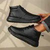 Dropshipping Transfronterizo Zapatos de Algodón para Hombre 2025 Invierno Piel Suave Felpa Engrosado Cálido Botas de Nieve Zapatos de Cuero para Papá
