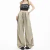 Pantalones Cargo Casuales Sueltos de Streetwear de Nicho para Mujer Caqui Cintura Alta Adelgazantes Nuevos Delgados Pierna Ancha Secado Rápido Pantalones Paracaidistas