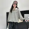 Conjunto de Sudadera Polo a Rayas Estilo Universitario Elegante para Niñas Primavera y Otoño Niñas Niños Grandes Estilo Coreano Casual Ropa de Otoño Pantalones de Pierna Ancha