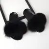 Sapatos de Pelo de Raposa Real Europeus e Americanos para Comércio Exterior Femininos Verão Pelo de Pele Chinelos Sandálias Baixas Pelo de Guaxinim