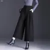 Pantalones Casuales Rectos Sueltos de Cintura Alta para Mujer Primavera/Otoño 2026 Pantalones Falda Cropped con Caída Otoño/Invierno Bolsillos Transpirables