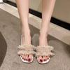 Chinelo de Salto Alto de Celebridade da Internet com Saia Feminino 2023 Novo Verão Moda Malha Estilo Fada Chinelo de Salto Médio